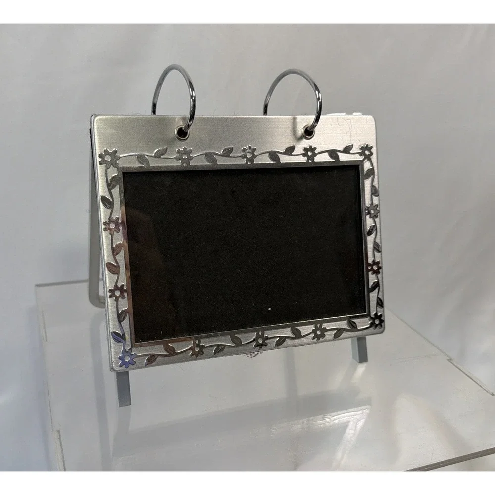 Hanging Memory Metal Photo Album Silver Flowers Y2K 24 Pages 4x6